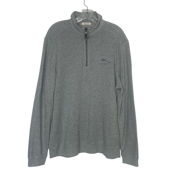 Tommy Bahama Relax 1/4 Zip Shirt Mens Large Gray Pullover - Picture 1 of 9